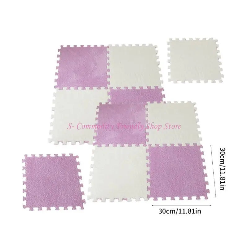 tapis sol carreaux géométriques beige blanc rose violet moderne 30cm 30cm