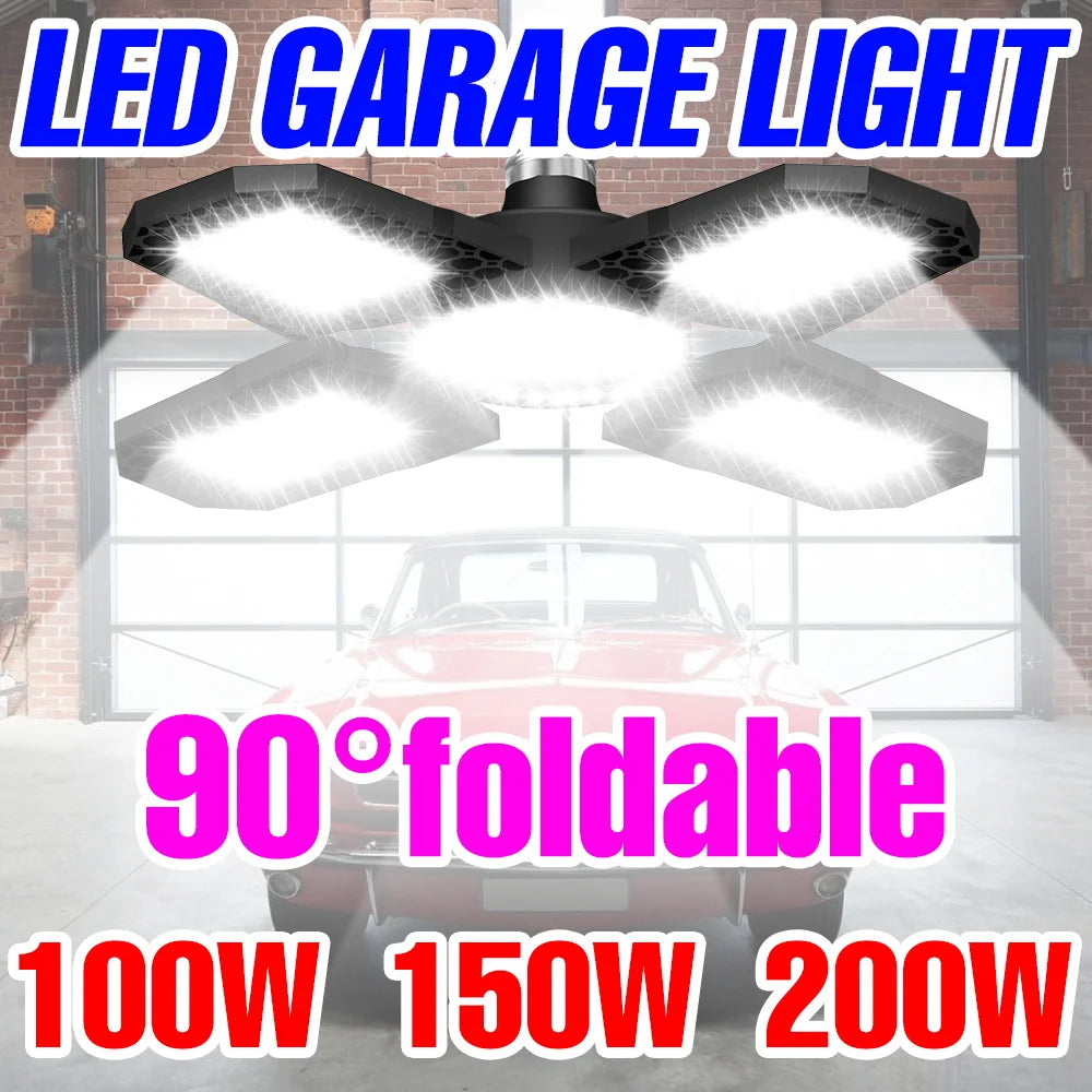 lampe garage led noir moderne grille hexagonale 1000 lumens 20000 heures 2700k 6500k