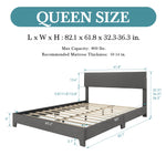 lit gris moderne tissu uni cadre assemblage matelas recommandé boîte springs adjustable headboard