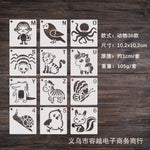 stencils animaux blancs stylisés bricolage peinture murale scrapbook coloration 36 pièces 10cm