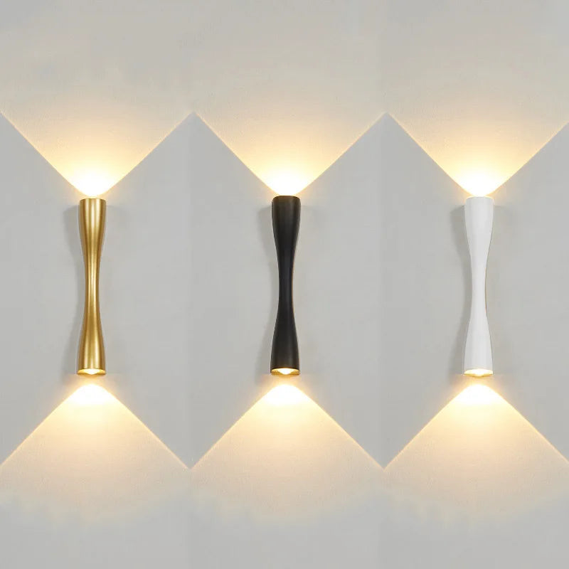 applique murale led or noir blanc moderne forme courbe contemporaine éclairage quotidien fixée mur