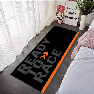 tapis moderne antidérapant noir orange rouge ready to race blanc sportifs polyester résistant corrosion