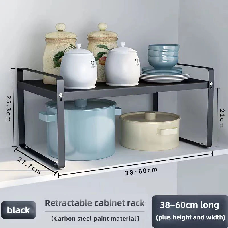 étagère cuisine rétractable modulaire noire métal tiroirs moderne fixée assemblage facile rangement efficace