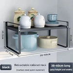 étagère cuisine rétractable modulaire noire métal tiroirs moderne fixée assemblage facile rangement efficace
