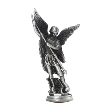 statuette ange saint michael croix détails sculpturaux doré bronze argenté cuivré classique religieux maison