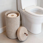 support rouleaux papier toilette rayures beige blanc moderne sans couvercle