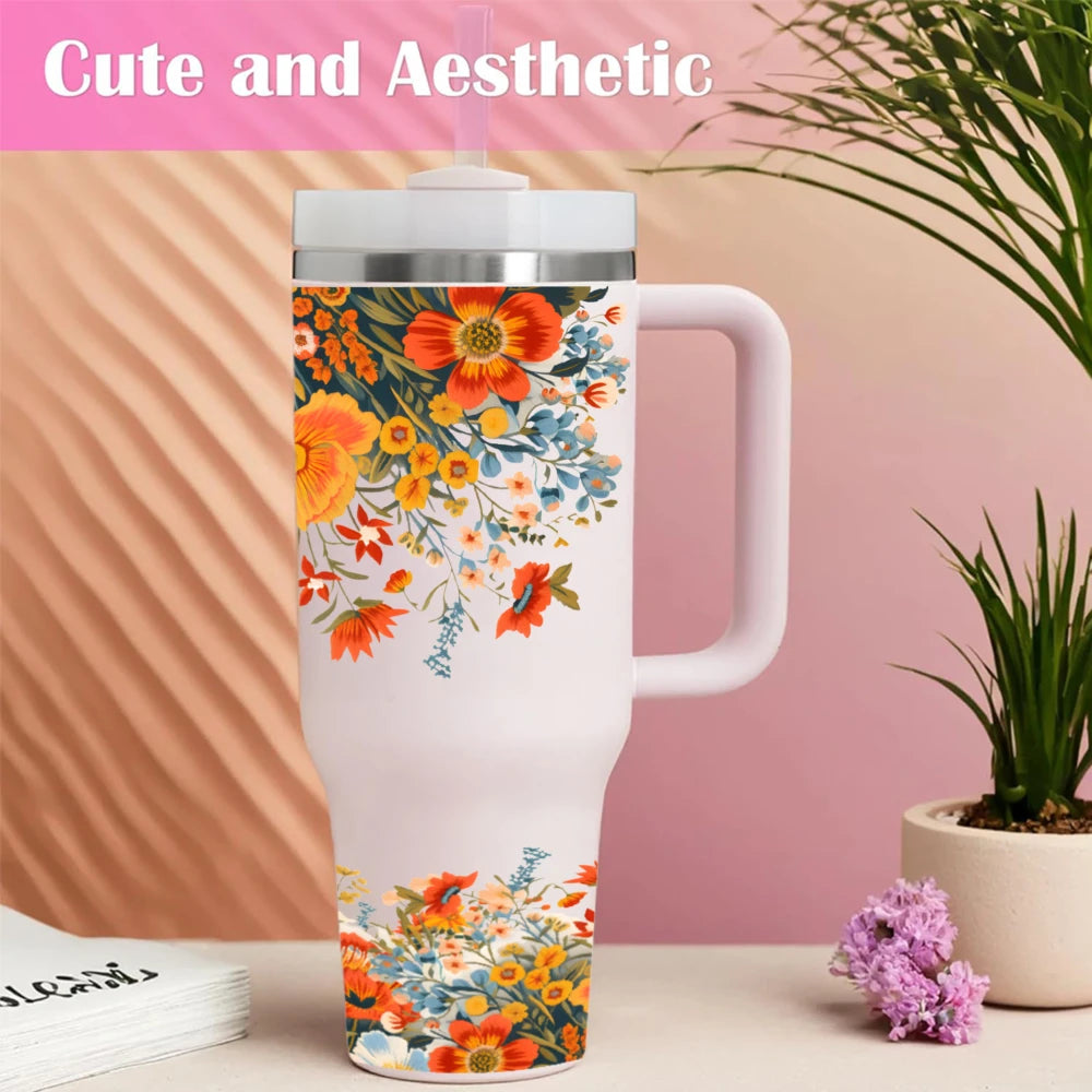 tasses décoratives autocollants fleurs colorées moderne élégant adhésif blanc rose clair