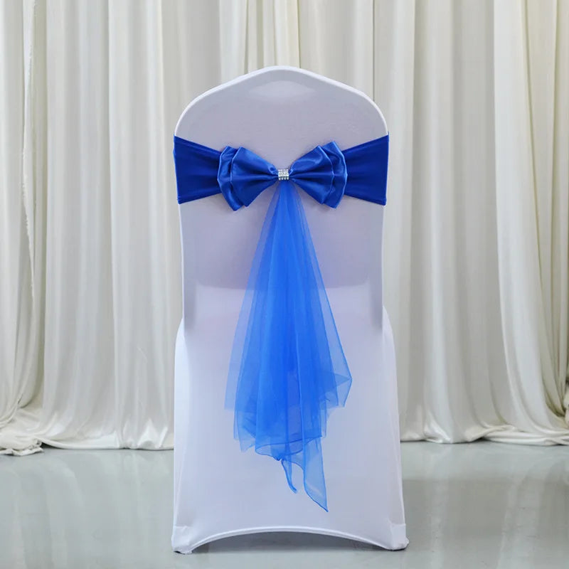 décoration chaise mariage sash papillon tulle organza couleur variée événementiel festive reception simple