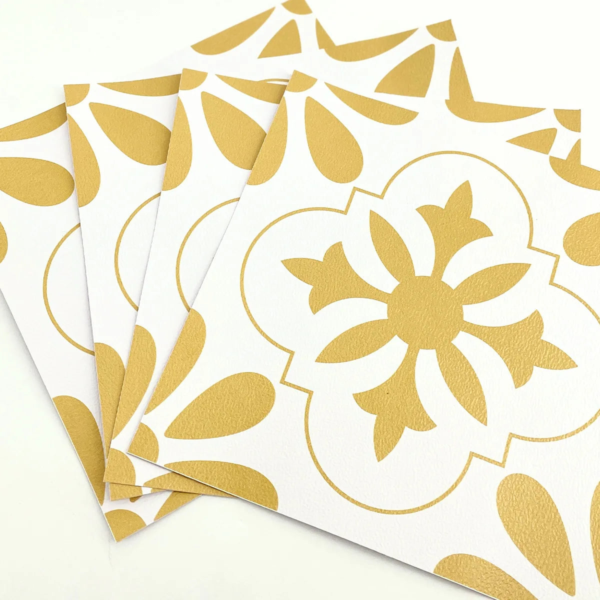 sticker mural fleurs géométriques blanc jaune doré décoration intérieure moderne pvc 10 pièces étanches