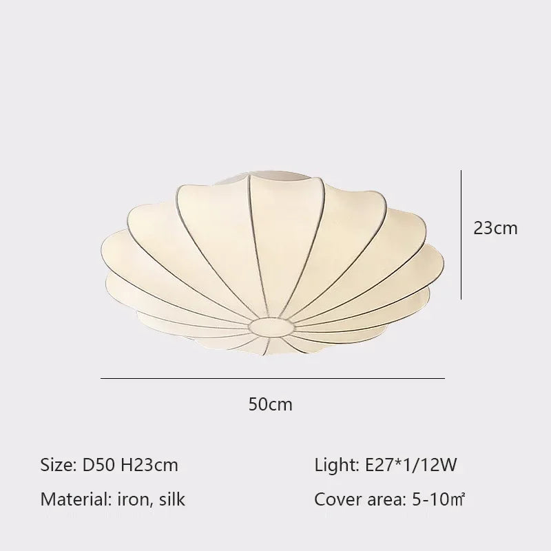 lampe moderne soie blanc rayures coquillage lumières 10 15m²