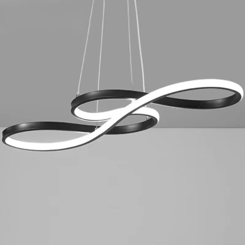 Suspension lumineuse moderne or blanc noir contemporain fixée chaînes