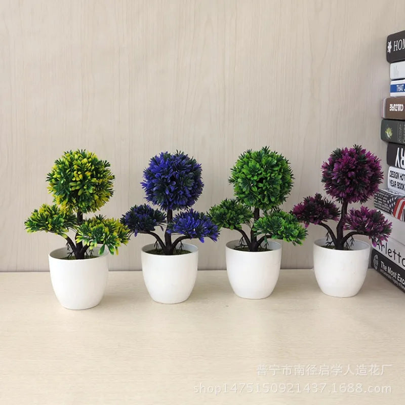 petite plante artificielle bonsaï pot blanc décor maison jardin fleurs synthétiques modernes vertes