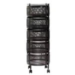 chariot roulettes multifonction moderne paniers rotatifs plateau supérieur grille métallique rangement cuisine blanc noir