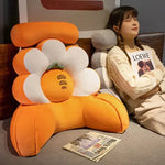 coussin dos fleurs orange blanc polyester coton cartoon plush doux confortable mignon lit