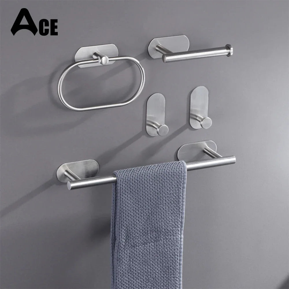 ensemble accessoires salle bain noir mat porte serviette porte papier crochet mural adhésif