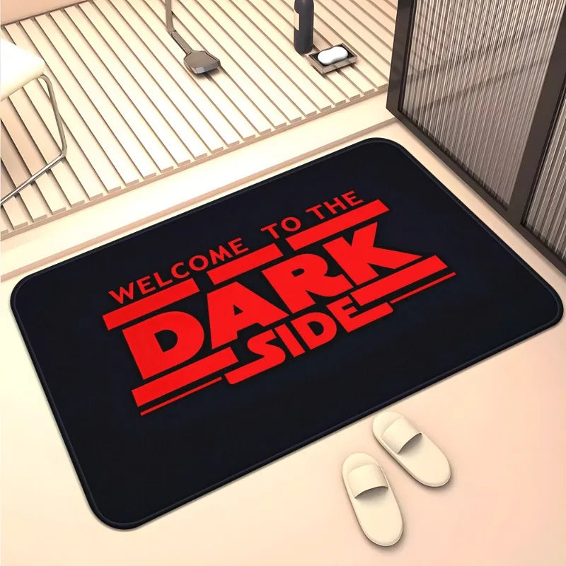 tapis sol noir lettres bienvenue dark side moderne résistant dérapant polyester