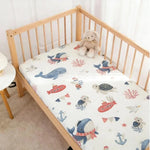 drap housse lit bébé coton motif oiseau étoile enfant chambre moderne blanc jaune gris