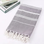 serviette bain coton biologique rayé rapide absorption 100x180cm rose gris bleu classique