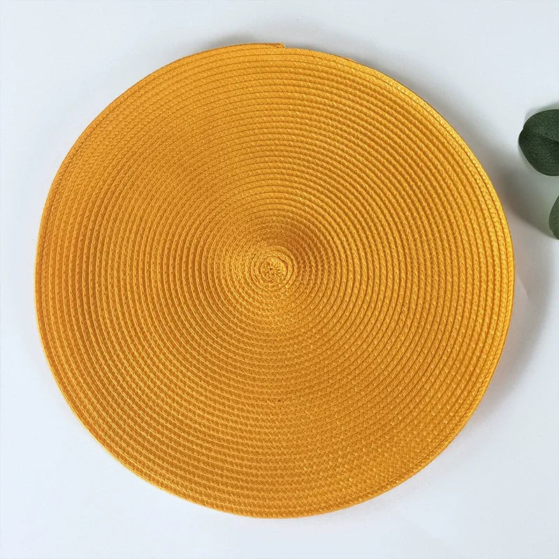 tapis table rond tissé turquois respectueux environnement moderne 15 pouces assiettes verres