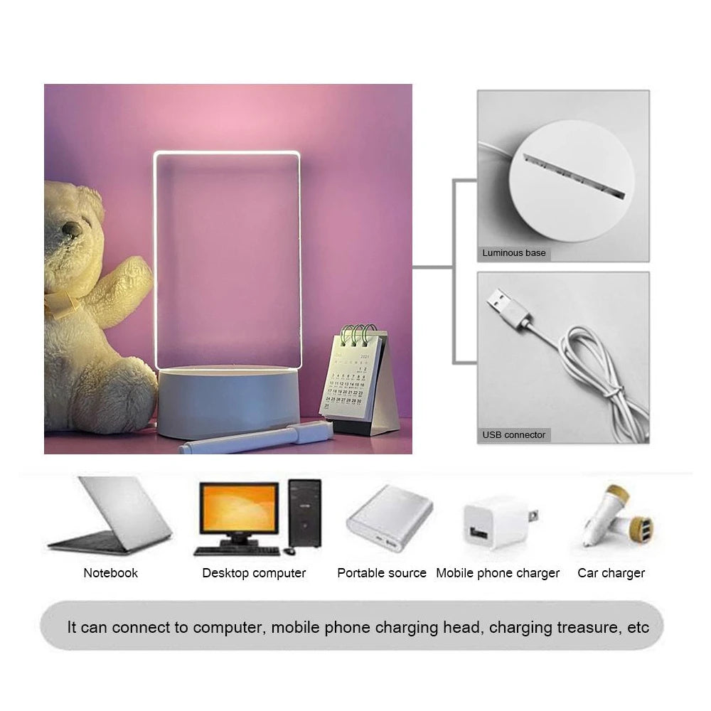 lampe led veilleuse transparente moderne usb base lumineuse stylo lumineux blanc rechargeable