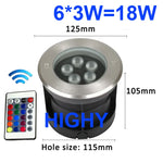 lampe led rgb extérieure ip68 argent noir moderne télécommande 24v 18w 9w
