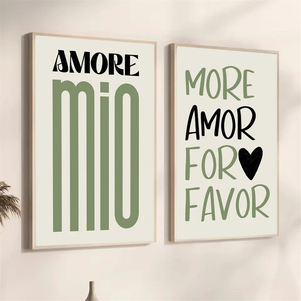 affiche moderne citation amour verte décoration murale toile sans cadre print abstract