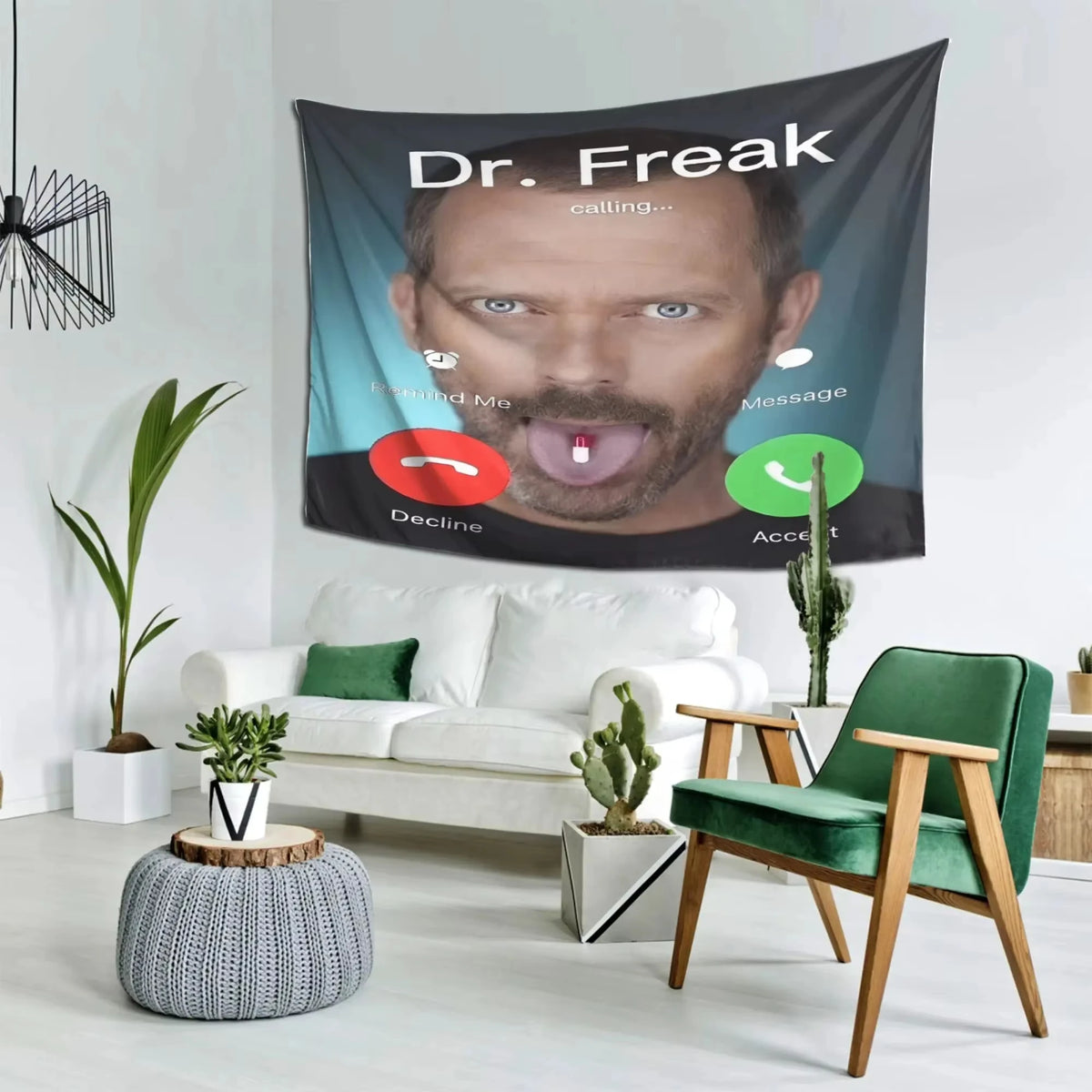 tapis polyestère visage dr freak bulles dialogues telephone moderne humoristique chambre
