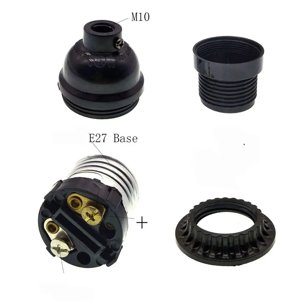 socle ampoule E27 noir dorés chaîne industrielle fixe lampe table mat opacité