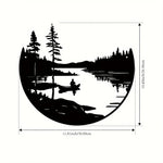 décoration murale moderne plaque noire paysage silhouettes rivière bateau personne minimalist artextérieur maison