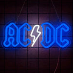 néon lumineux rock roll ac dc high voltage couleurs vives logo texte fixations