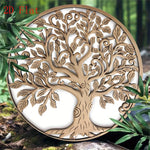 décoration murale arbre vie bois cercle motifs feuilles naturel vintage 20cm 30cm 40cm