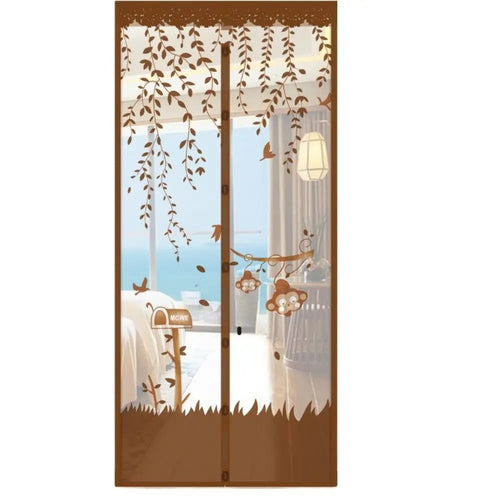 rideau porte violet feuilles moderne adhésif protection 210cm 90cm opacité