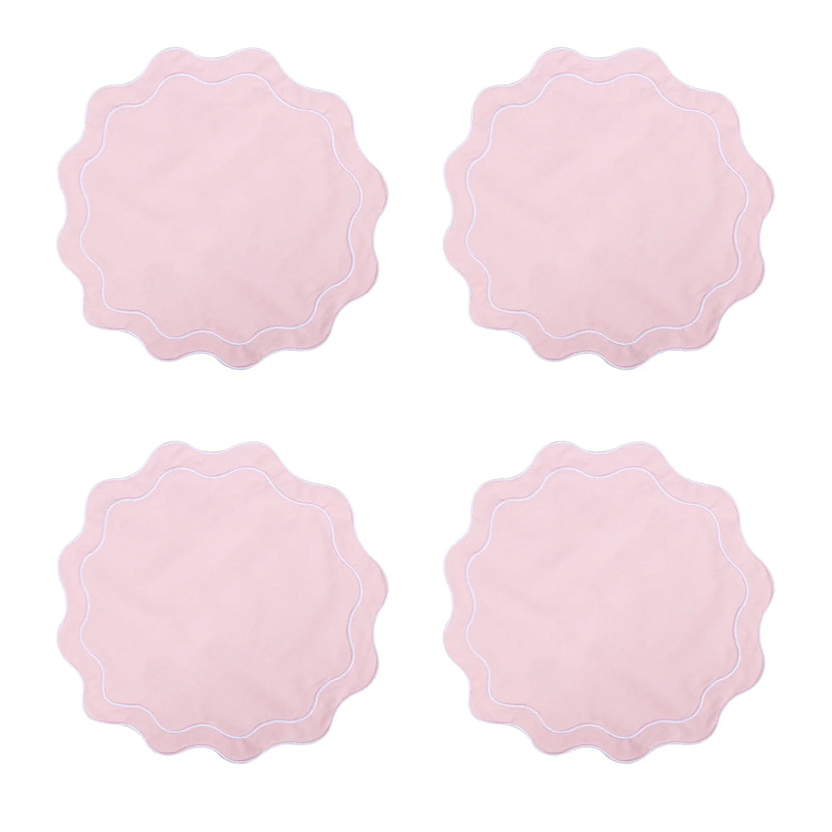 serviettes table classiques fleurs roses jaunes bordure bleue coton rose vert blanc