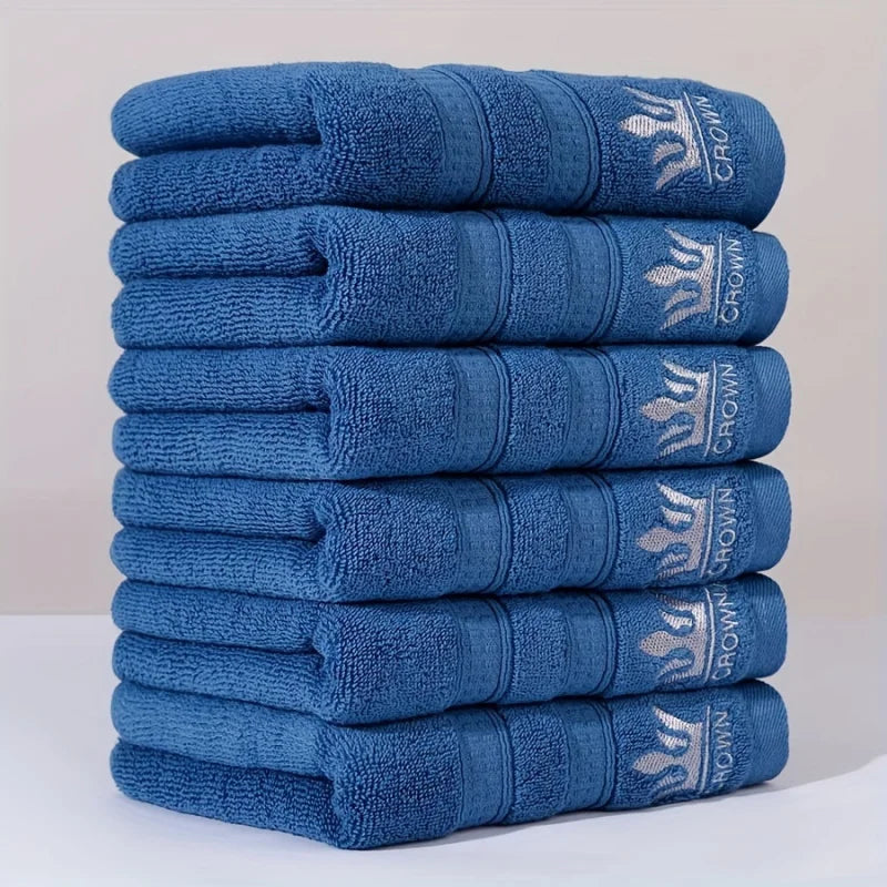serviettes coton brodées bleu marine gris clair absorbantes douces moderne