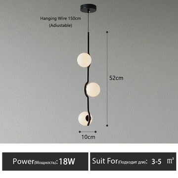 lustre suspension moderne sphères verre noir blanc minimaliste salon cuisine