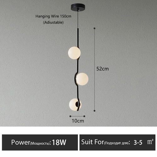 lustre suspension moderne sphères verre noir blanc minimaliste salon cuisine