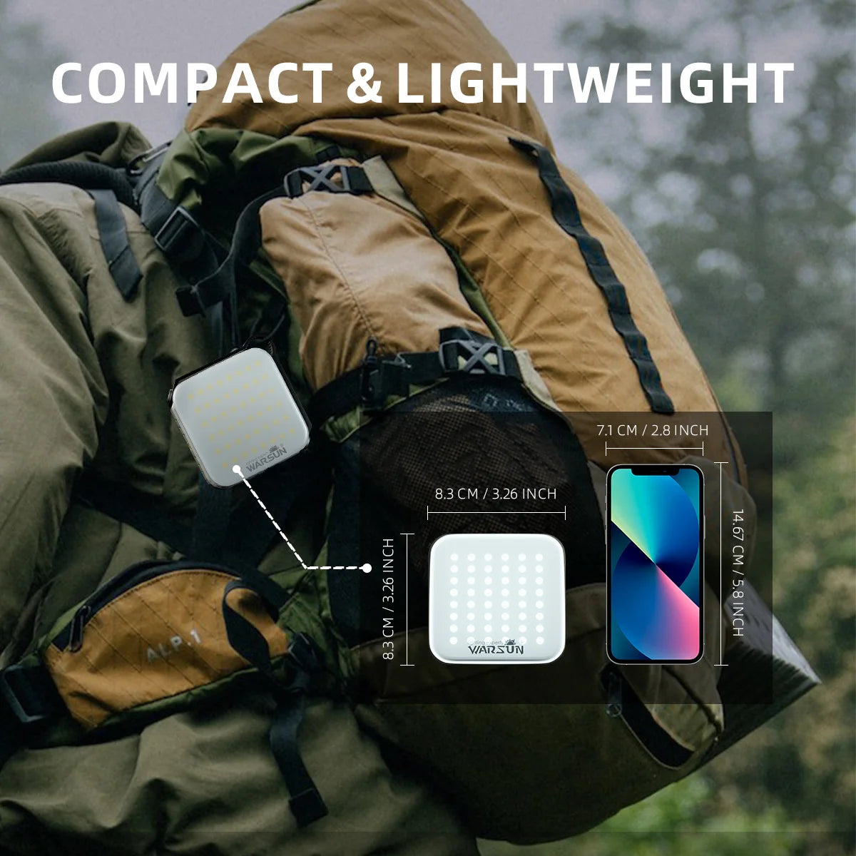 lampe camping rechargeable led ipx6 étanche 3niveaux réglage moderne clips