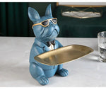 statue animaux chien résine moderne bleu vert noir gris décoration organisation ornement cadeau