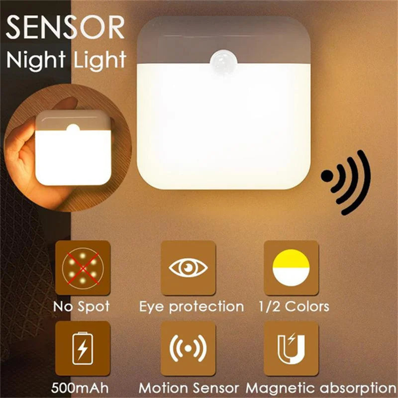 veilleuse nuit led rechargeable blanc moderne adhésif port câble usb charge