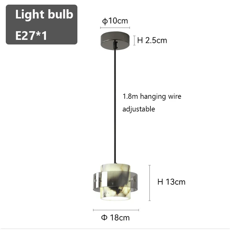 lampes suspendues moderne pierre marbre jaune blanc gris salle chambre semi transparent anneaux métalliques