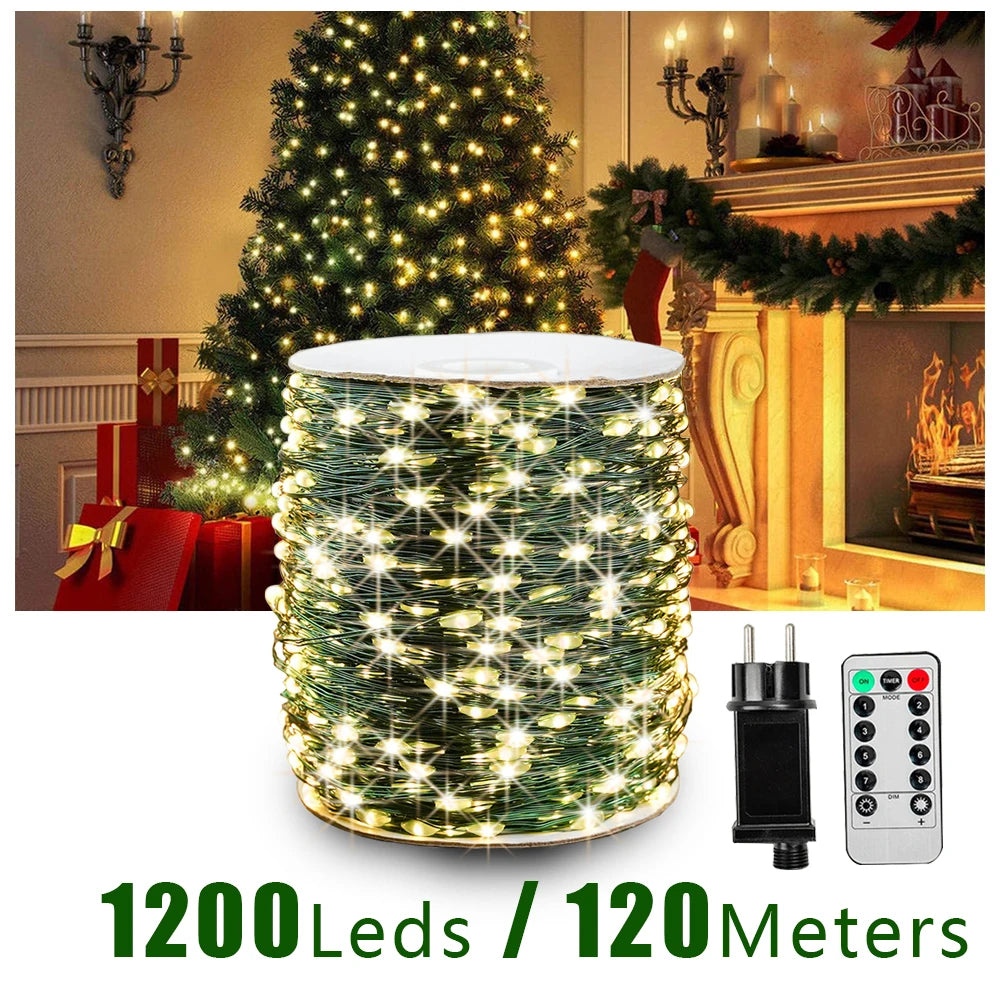 guirlande lumineuse led jaune fil vert modes télécommande décoration extérieure chambre mariage