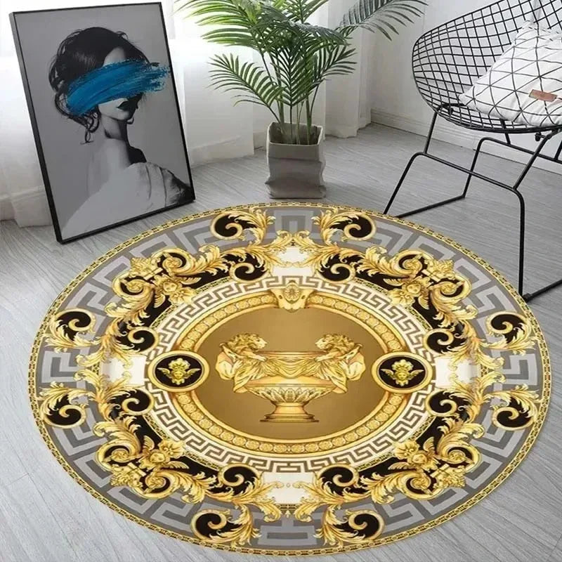 tapis rond baroque ornements floraux antidérapant facile nettoyer polygone floral moderneintérieur decoration