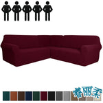 Housse canapé d'angle marron rayures moderne pièces lavable jacquard polyestère