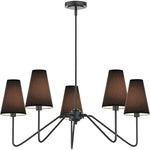 Suspension lumineuse moderne tissu noir blanc abat jour simple minimaliste