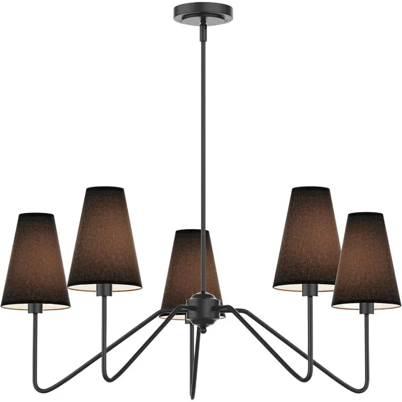 Suspension lumineuse moderne tissu noir blanc abat jour simple minimaliste