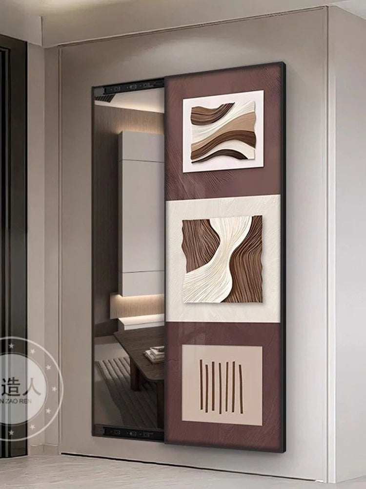 miroir plein longueur cadre mural abstract pattern contemporain maison chambre salon decoration