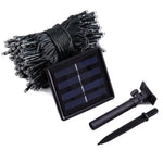 guirlande lumineuse solaire 300 LED blanches fil noir moderne extérieure jardin décoration noël vacances