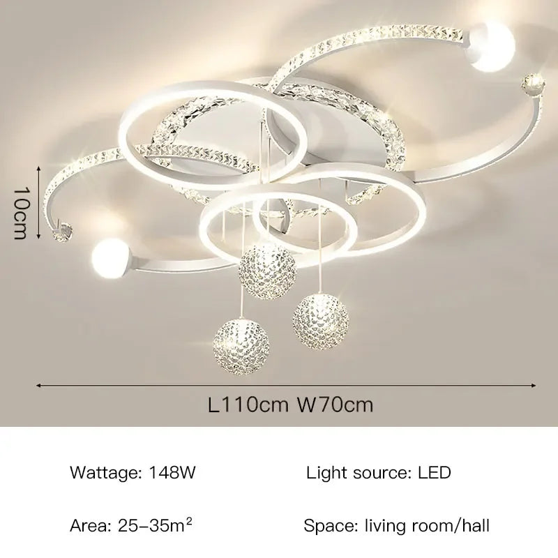 lampe suspendue moderne noire dorée blanche strass étoiles led chambre restaurant villa