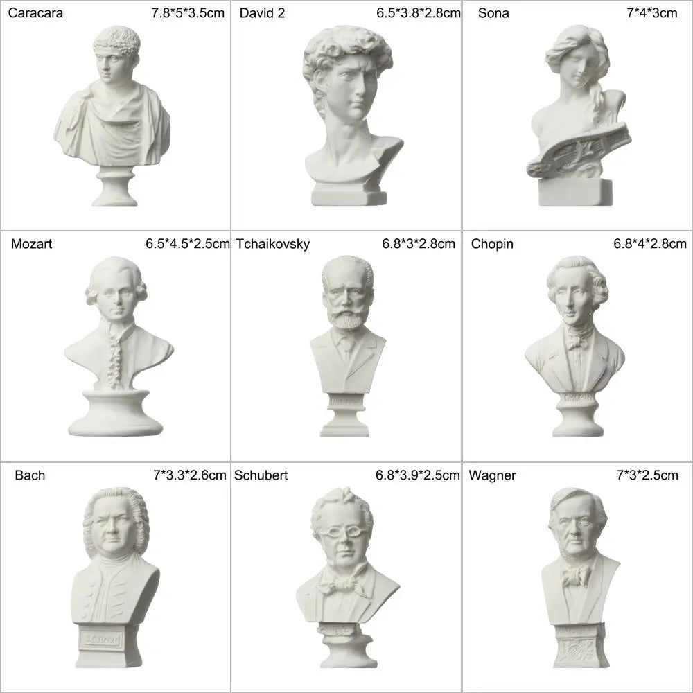 buste sculptural résine blanc détails antiques classiques décoration intérieure alexander beethoven athena chopin