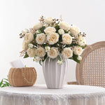 bouquet fleurs artificielles soie roses pivoines decoration mariage anniversaire intérieur blanc rouge violet orange